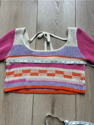 Grey Bandit Teenage Dream Crop Sweater Bright Cute Trendy Knit Size Small thumbnail 7