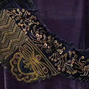 Free People Gold/Purple Embroidered Swing Top thumbnail 2