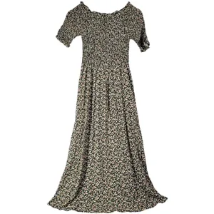 Dress Forum Smocked Floral Maxi‎ Dress Off Shoulder Ruffle Short Sleeve S NWT thumbnail 2