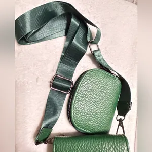 Green Synthetic Leather Crossbody Bag with Removable coin purse/or AirPods case thumbnail 5