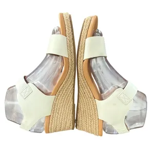 UGG Eisley Cream White Leather Espadrille Wedge Sandals‎ Size 7 thumbnail 1