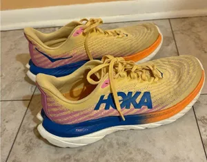 Hoka Mach 5 Running Shoes in Orange, Pink, & Blue thumbnail 4