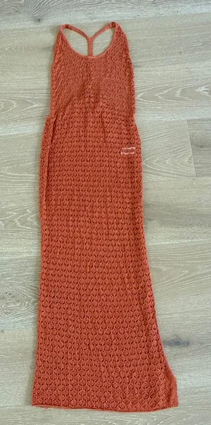 White Fox Maxi Dress Crochet Sleeveless Y Back Do It For Love Size M Orange thumbnail 1
