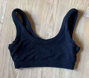 ALO Yoga Black Ribbed Sports Bra thumbnail 1