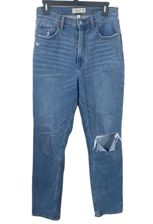 Abercrombie & Fitch the ‘90s slim straight ultra high rise distressed jeans 30 thumbnail 1