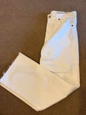 AG Adriano Goldschmied Kinsley High-Rise Crop Bootcut White Jeans Size 28 thumbnail 1