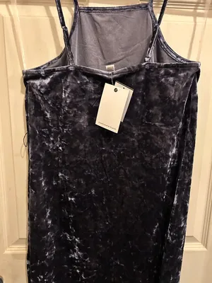 Fourteenth Place Sleeveless Velvet Mini Dress in smoky blue gray- size medium thumbnail 7