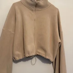 Tan Women's Soft Jacket Fleece Warm Zip Up size medium Minimalist Boho Trendy thumbnail 3