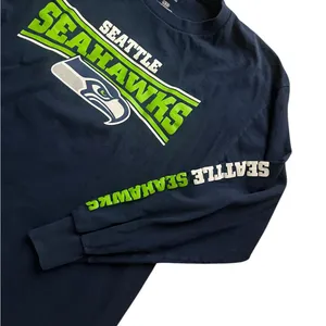 Majestic Blue long sleeve Seattle Seahawks T-SHIRT thumbnail 4