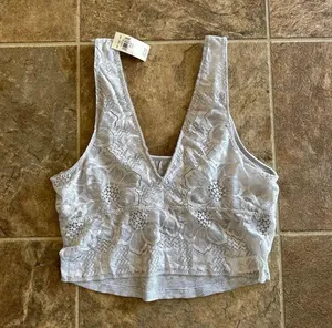 Aerie Lace Waffle Longline Bralette Medium Heather Gray Size Medium thumbnail 7