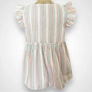 VINE & LOVE Women's Striped V-neck Flutter Sleeve Babydoll Top Small‎ | EUC thumbnail 3