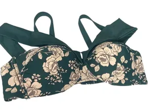 ADORE ME Green & Pale Pink Floral Bikini Top Swimsuit Bathing Suit |‎ Size 2X thumbnail 1