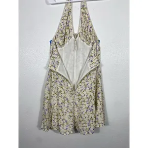 Maeve by Anthropologie Cream Halter Mini Dress with Lavender Floral 100% Viscose thumbnail 9