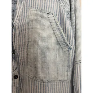 Free People We The Free Indigo Skies Blue Stripe Shirt Women's Size Small thumbnail 14