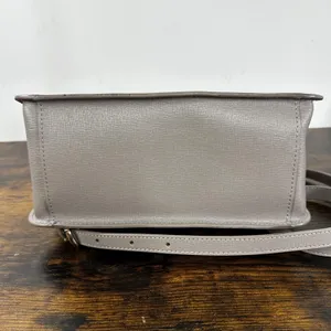 Furla Satchel Crossbody Bag Womens Small Gray Leather Top Handle Gold Hardware thumbnail 16