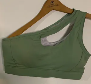 Sleek Olive One-Shoulder Sports Bra thumbnail 1