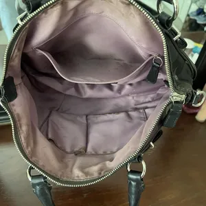 Coach Poppy Purple black gray floral bag top handle satchel thumbnail 5