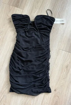 Luxe to kill black mini dress Size 8 thumbnail 1