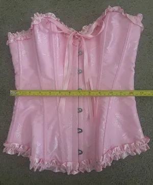 Pink Strapless Corset Top, Bustier Shapewear, Lace Waist Push Up thumbnail 11