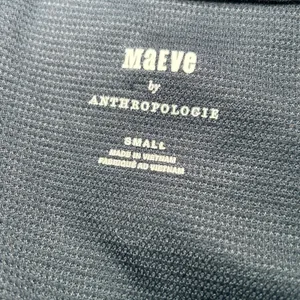 NWT Maeve Anthropologie Navy Ribbed Satin Tiered‎ Balloon Sleeve Top Size Small thumbnail 5