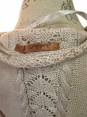 Belldini Beige Oatmeal Open Knit Duster Cardigan with a Cable Knit Spine Sz S thumbnail 7