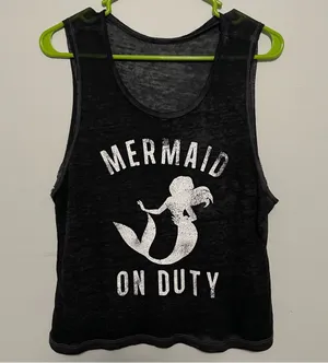 Black 'Mermaid On Duty' Tank Top thumbnail 1