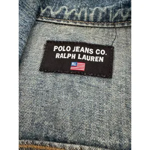 Polo Jeans Co Ralph Lauren Denim Jacket Womens L Blue Vintage y2k Trucker Flap thumbnail 2