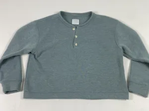 Abercrombie & Fitch Sweatshirt Womens Large‎ Blue Henley Fleece Pullover Cozy thumbnail 1
