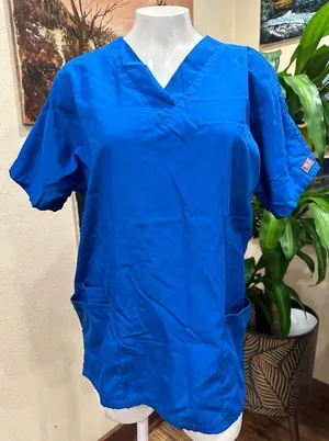 EUC size S Cherokee medical scrub top light blue thumbnail 1