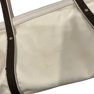 Kate Spade New York white and brown trim small nylon Tote handbag thumbnail 8