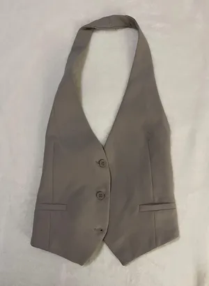 Button Down Vest Top Gray thumbnail 1