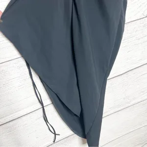 Abercrombie & Fitch Black Asymmetrical Bodycon Ruched Midi Dress Size XXS thumbnail 8