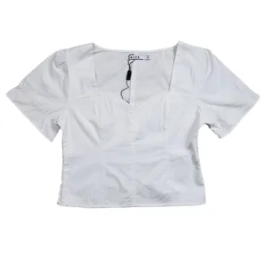 NAKD Puffy Shoulder Corset Top Womens Medium 38 White Side Zip Boho thumbnail 2