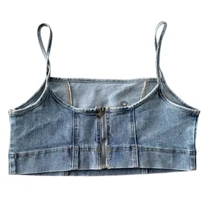 Banjara Floral Embroidered Denim Crop Top Sleeveless Blue Size‎ L Festwear Boho thumbnail 2