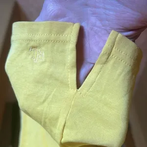 Lauren Ralph Lauren Yellow Boat Neck Top Size Small Cotton LRL Logo Elbow Sleeve thumbnail 4