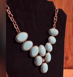 Gold Tone Blue Accents Statement Necklace thumbnail 4