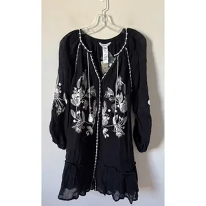 Tommy Bahama Swim Linen Tropical Cover Up Black White Size Small NEW thumbnail 3