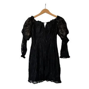 Endless Rose Off The Shoulder‎ Dress Size Medium Black Lace Fitted Long Sleeve thumbnail 5