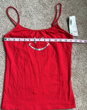 Joe Boxer NWT Vintage Red Knit Winky Smiley Face Sleep Tank. Size Small thumbnail 4