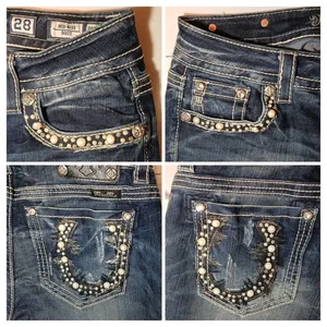 Miss Me Y2K style pearl and rhinestone studded midrise bootcut jeans size 28 thumbnail 10