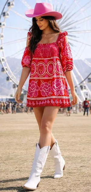 Farm Rio Summer Sunrise Square-Neck Mini Dress thumbnail 1