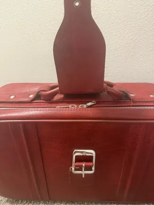 New Vista 21" Brown Leather Hard Case Suitcase Solid Unisex Adult thumbnail 2
