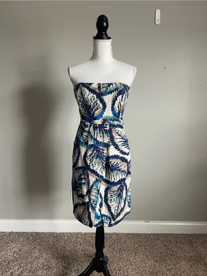 BANANA REPUBLIC FACTORY | Silk Blend Strapless Printed Dress Sz 0 thumbnail 2