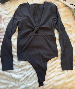 Aerie Gray Twisted Body Suit thumbnail 3