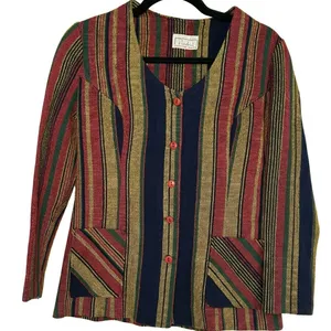 VTG 70s Pandora Costume Maker Striped Knit Long Sleeve Top Disco Retro Medium thumbnail 1
