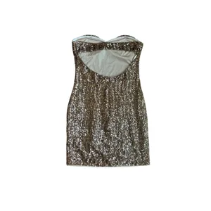 Arden B Glittering Gold Strapless Dress thumbnail 4