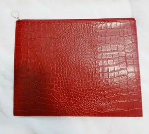 WOMEN Clutches Crocodile Grain PU Leather Envelope Clutch Bag Red thumbnail 1