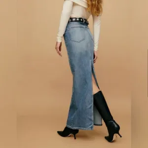 NWT Reformation Daria Ultra High Rise Denim Maxi Skirt in Merritt thumbnail 3