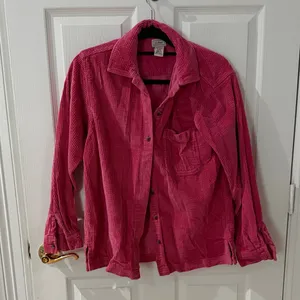 Vintage L.L. Bean Women’s Corduroy Shirt Jacket shacket in Pink/red size small thumbnail 2