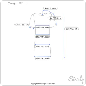 nightgown satin aqua lace V neck long thumbnail 2